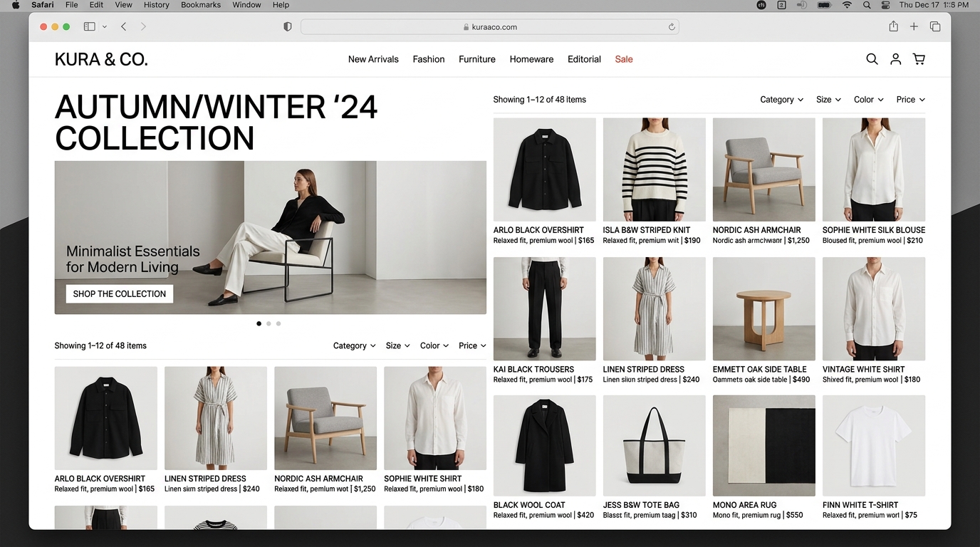 Responsive E-Commerce Platform for Klar Form